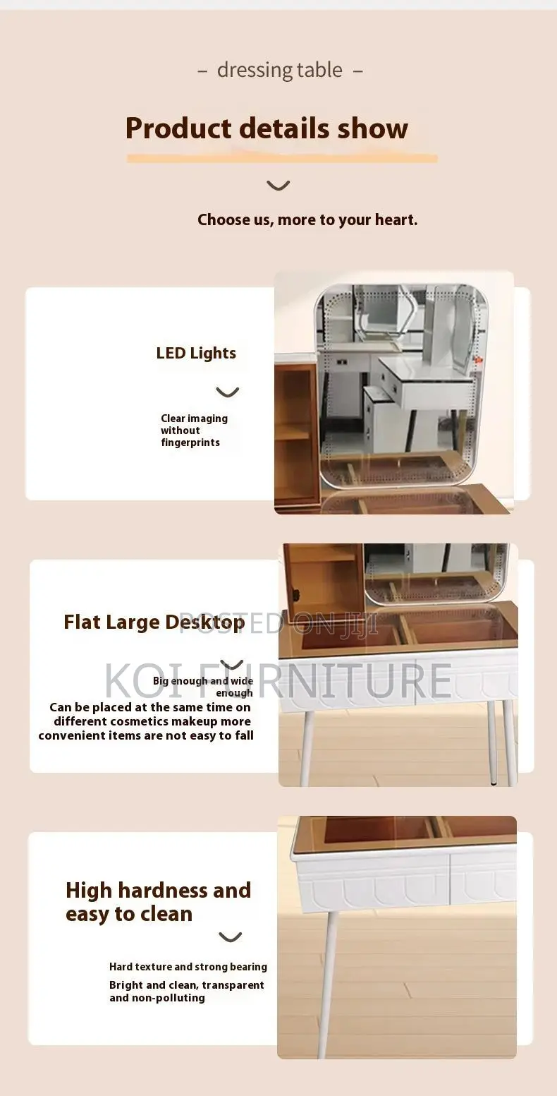 Dressers; White Dressing Vanity Table With Long Legs