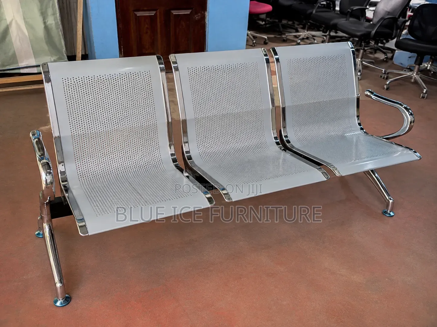 Office Chair;3-Seater Light Duty Steel Waiting Bench