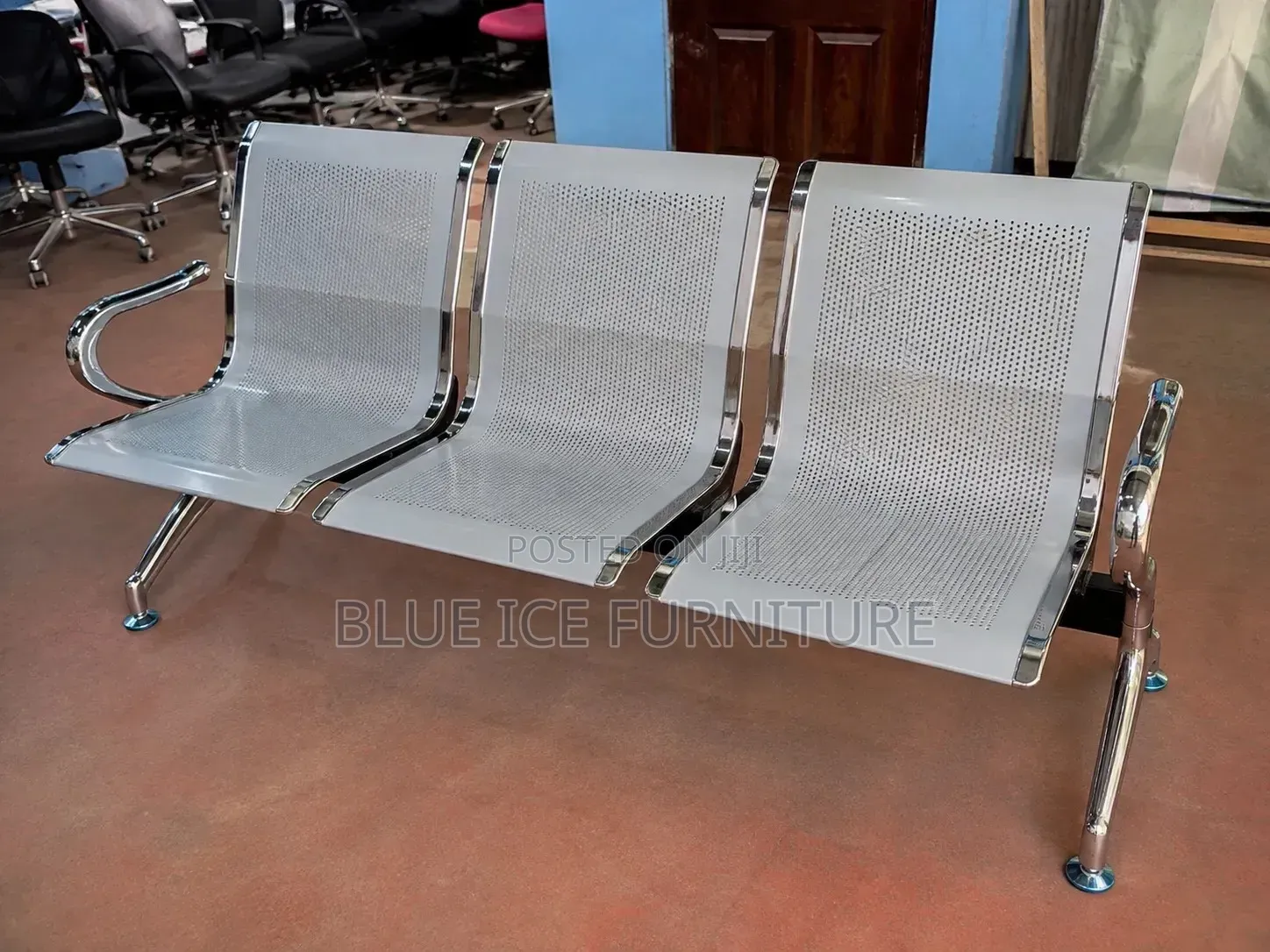 Office Chair;3-Seater Light Duty Steel Waiting Bench