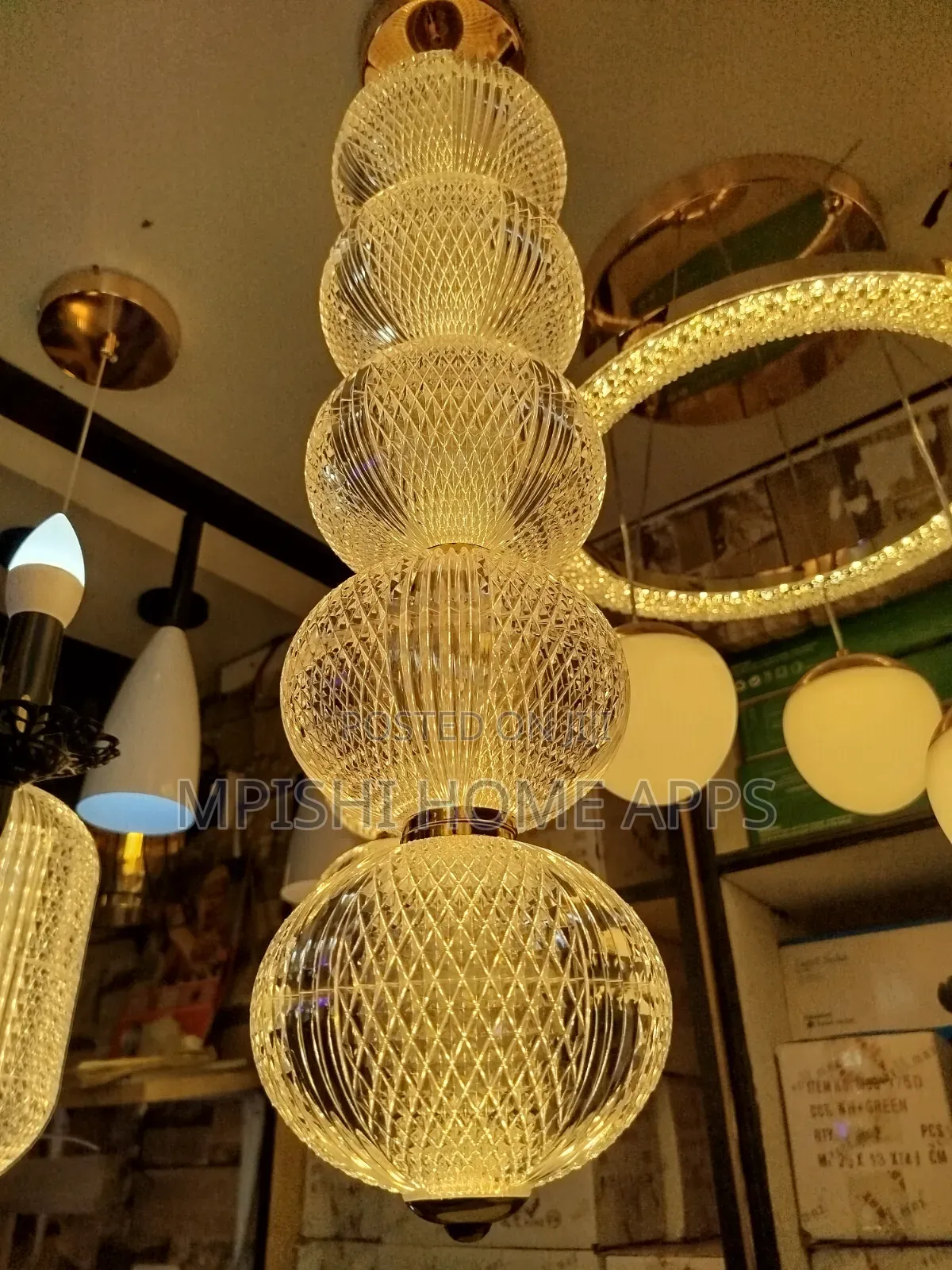 LED 5 Tier Acrylic Drop-Down Pendant Light