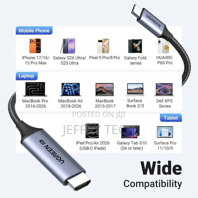 Ugreen USB C to HDMI 2.1 Cable at 60Hz at 240/144/120Hz Type C Thunde