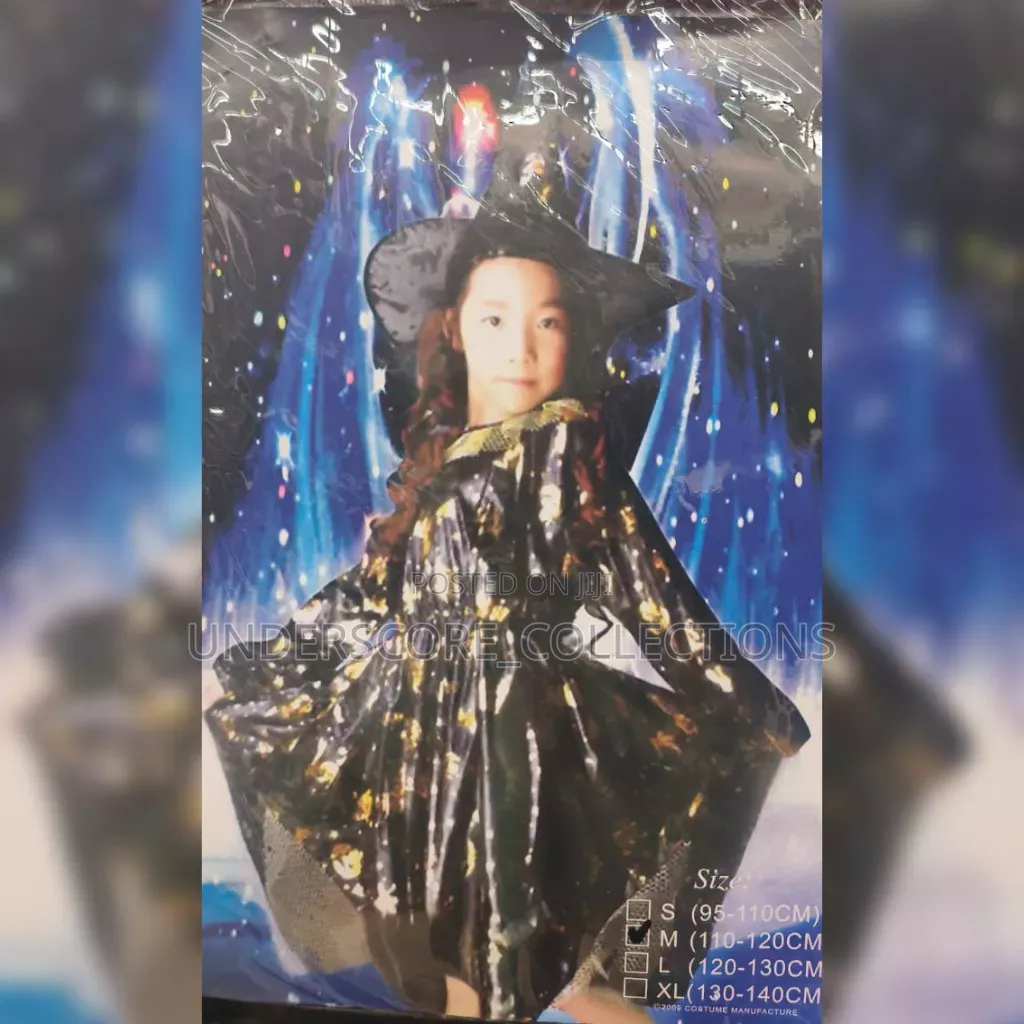 Glittering Gold-and-Black Starry Witch Costume Set