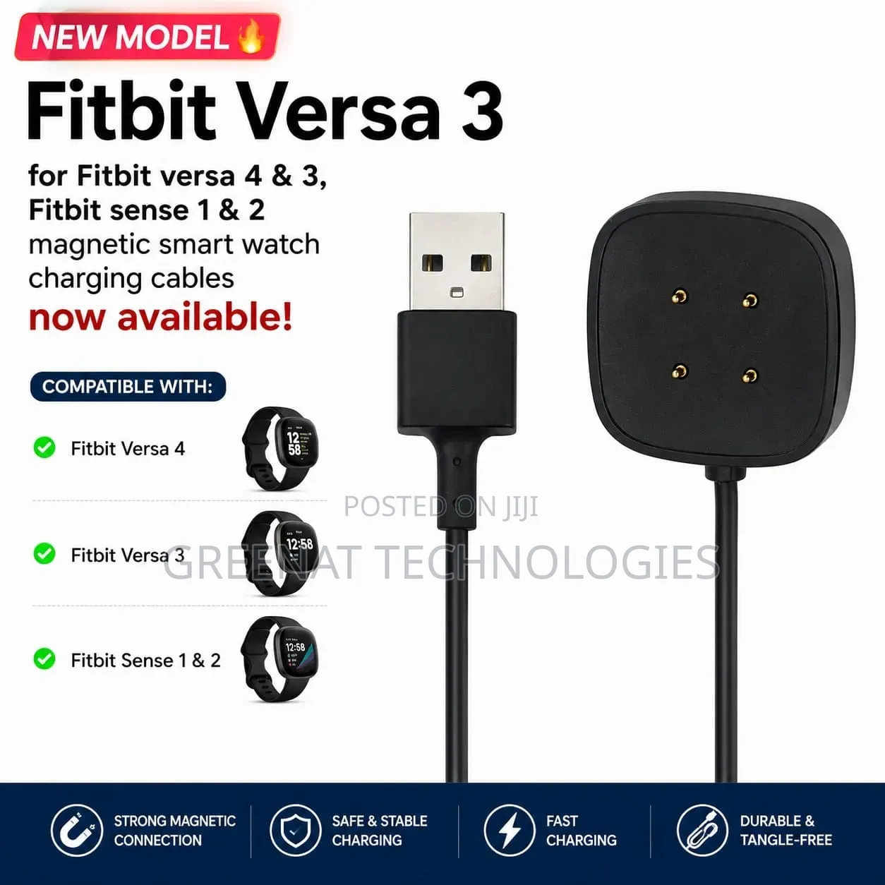 Fitbit Magnetic Charging Cable Versa 4 Versa 3 Fitbit Sense 1 2