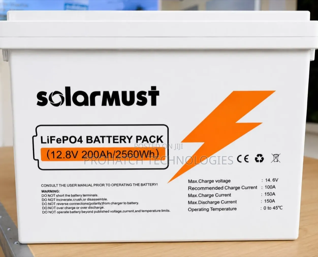 12.8V 200ah/2560Wh SolarMust LifePO4 Lithium Battery
