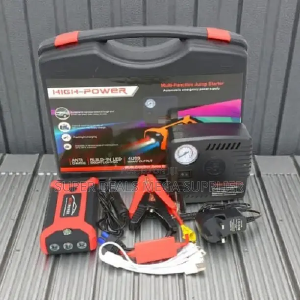 USB Output 12V 99800mAh Emergency Car Jump Starter With Air Compressor