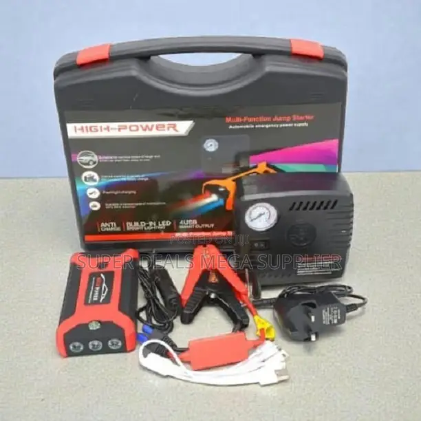 USB Output 12V 99800mAh Emergency Car Jump Starter With Air Compressor