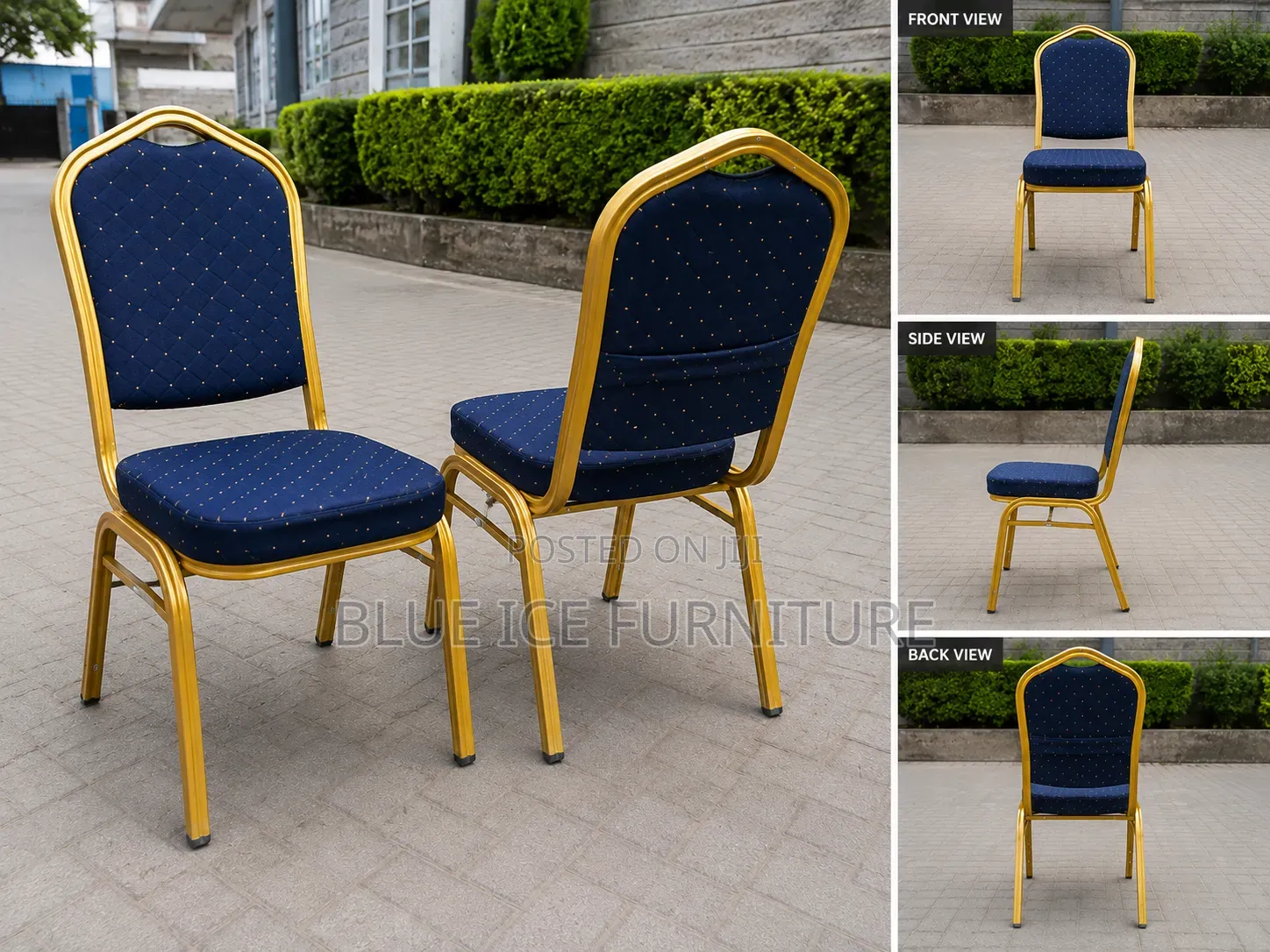 Office Chair;Blue Banquet Chair With Gold Frame | Event Conference
