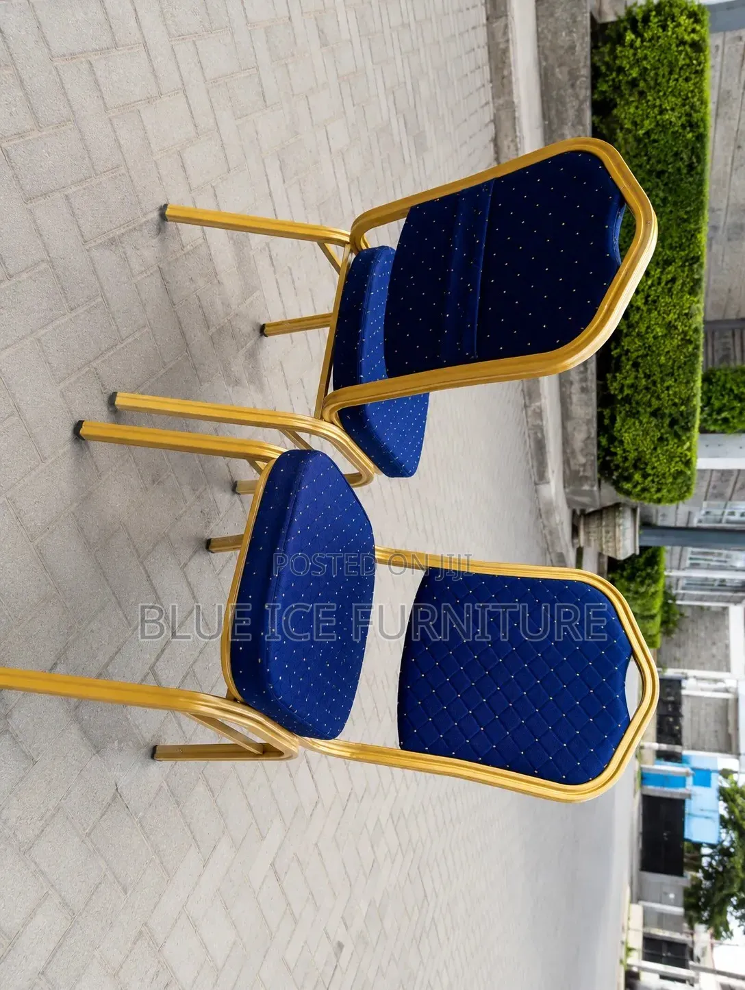 Office Chair;Blue Banquet Chair With Gold Frame | Event Conference