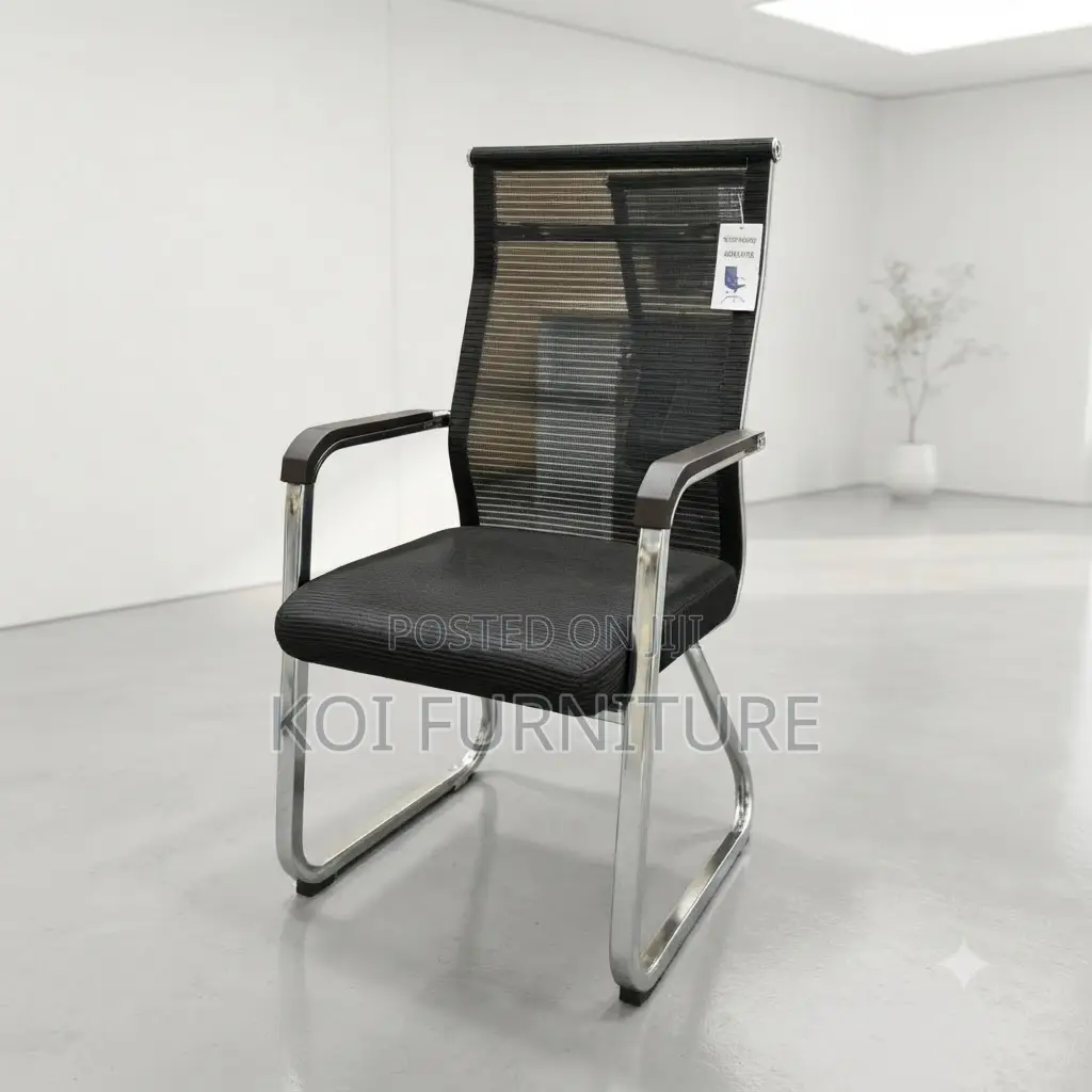 Office Chairs; Armed Black Visistors Mesh Sled Base Chair
