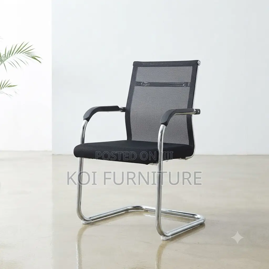 Office Chairs; Armed Black Visistors Mesh Sled Base Chair