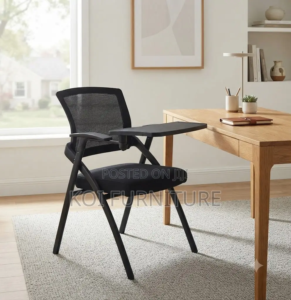 Office Chairs; Foldable Black Ergonomic With Write Pad