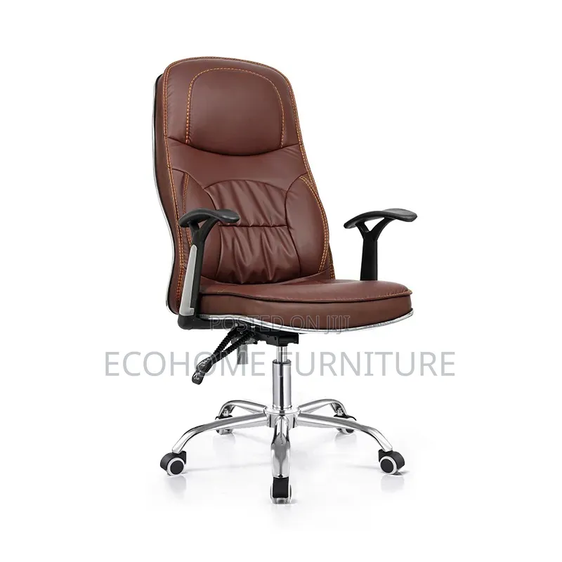 Executive Office Chair. Brown Leather Office Chair Reclining Back