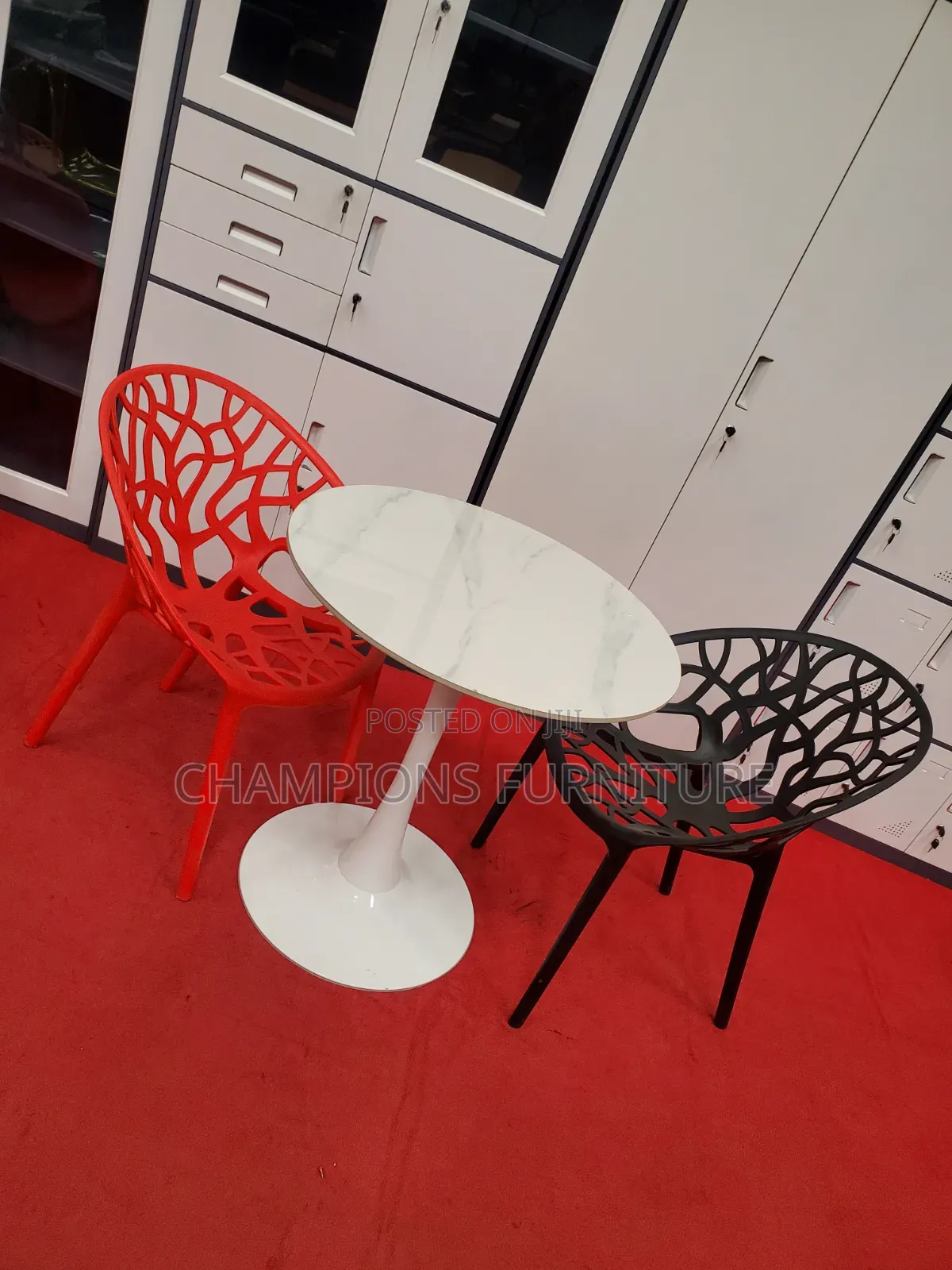 White Tulip Dining Table and Tree Chairs Set