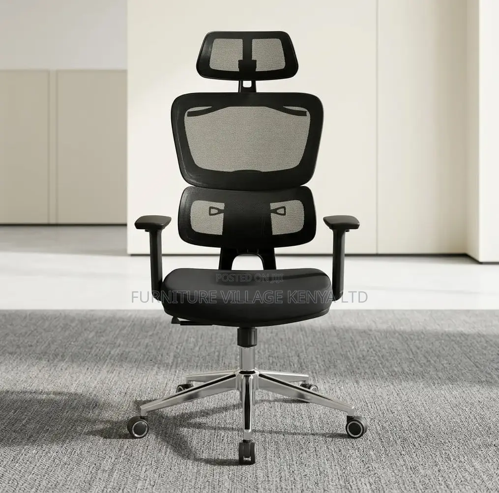 Office Chair; Black Swivel Reclining Orthopedic Seat