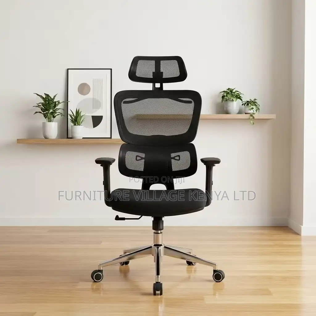 Office Chair; Black Swivel Reclining Orthopedic Seat