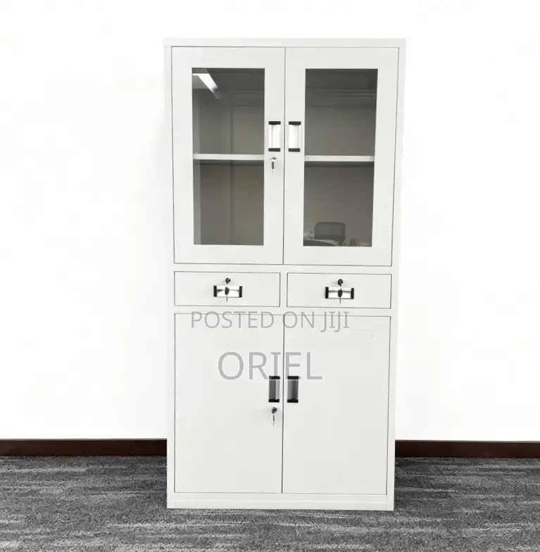 Office Cabinet:2-Door Steel Office Cabinet With Fixed Lockable Drawers