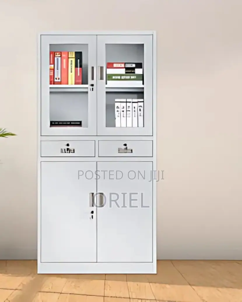 Office Cabinet:2-Door Steel Office Cabinet With Fixed Lockable Drawers