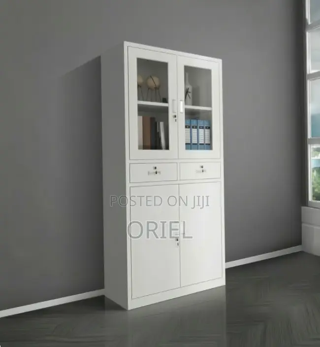 Office Cabinet:2-Door Steel Office Cabinet With Fixed Lockable Drawers