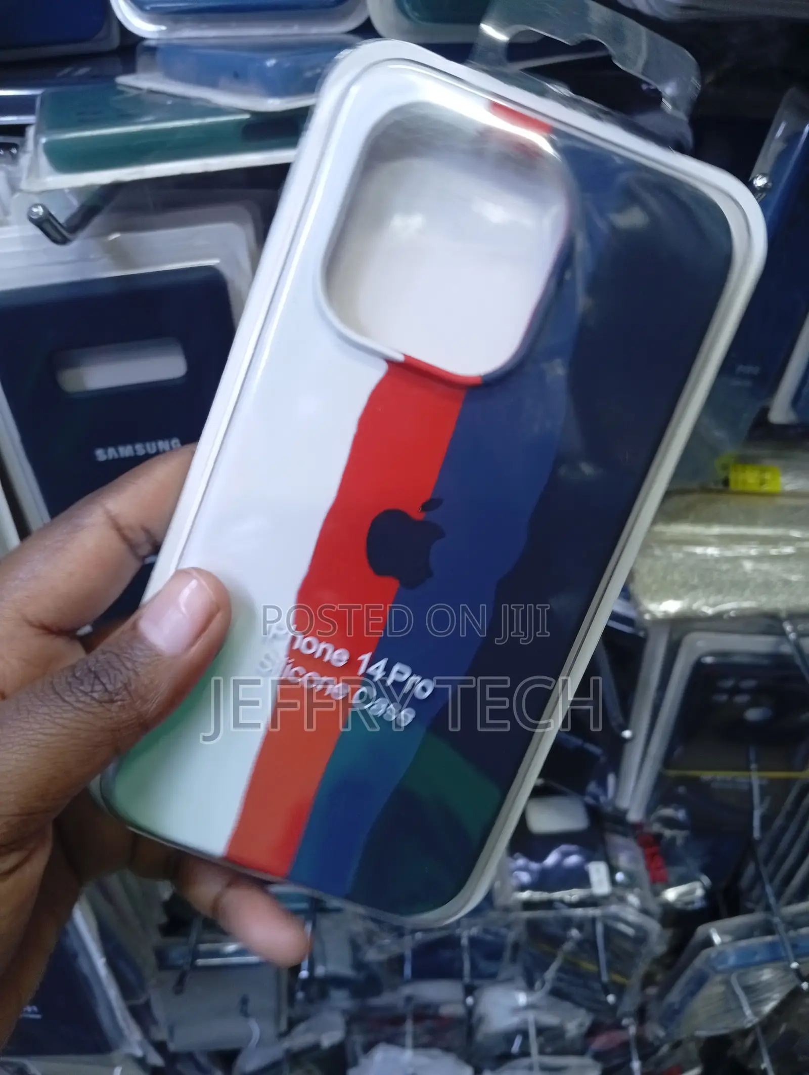 Tri-Color Split Silicone Case Designed for the iPhone 14 Pro.