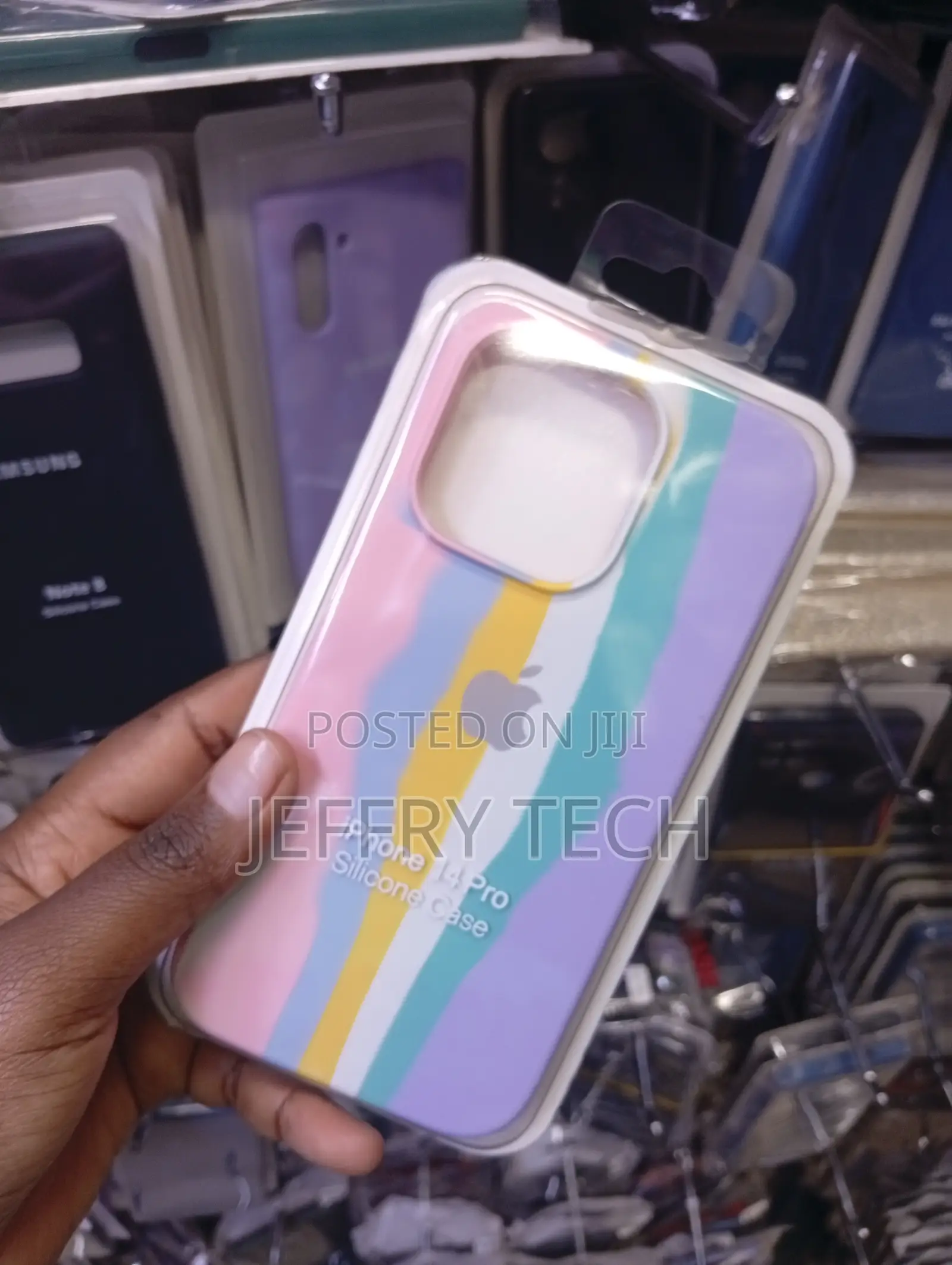 White, and Blue Silicone Case Is Compatible With the iPhone 14 Pro.