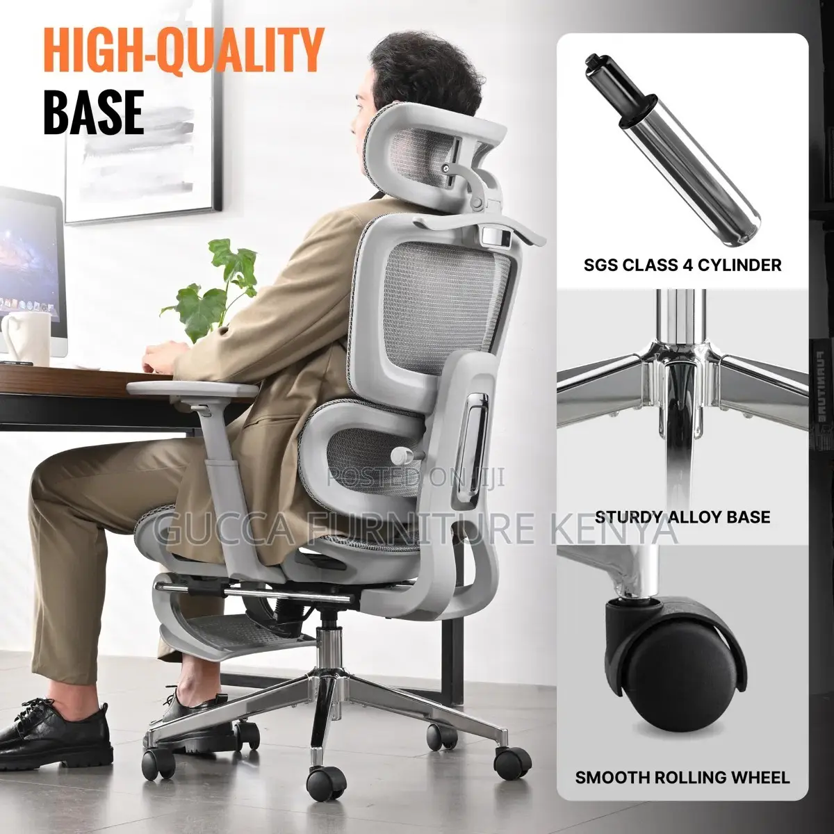 High Back Study Room Chair With Footrest