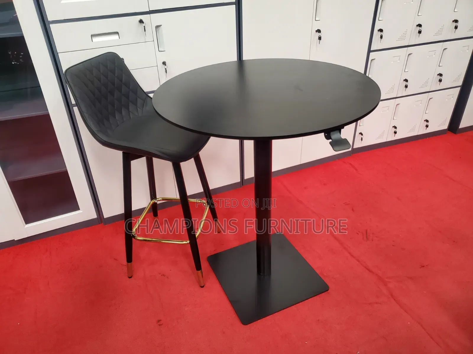 Black Adjustable Table and BarStool Set
