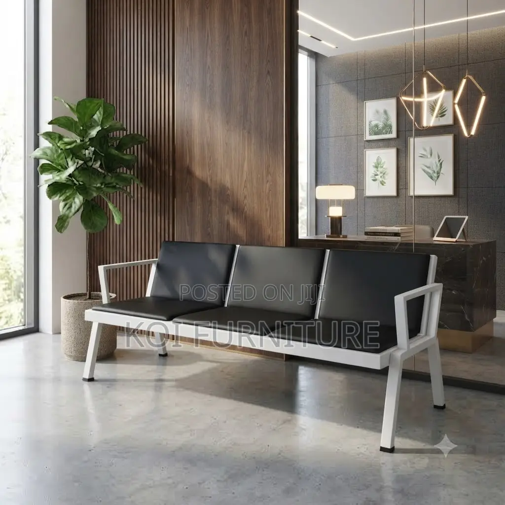 Office Benches; Three Seaters Leather Reception Waiting Area Bench