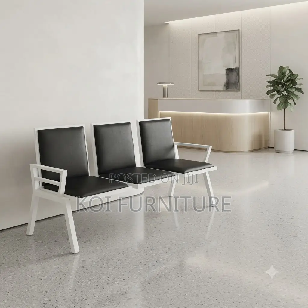 Office Benches; Three Seaters Leather Reception Waiting Area Bench
