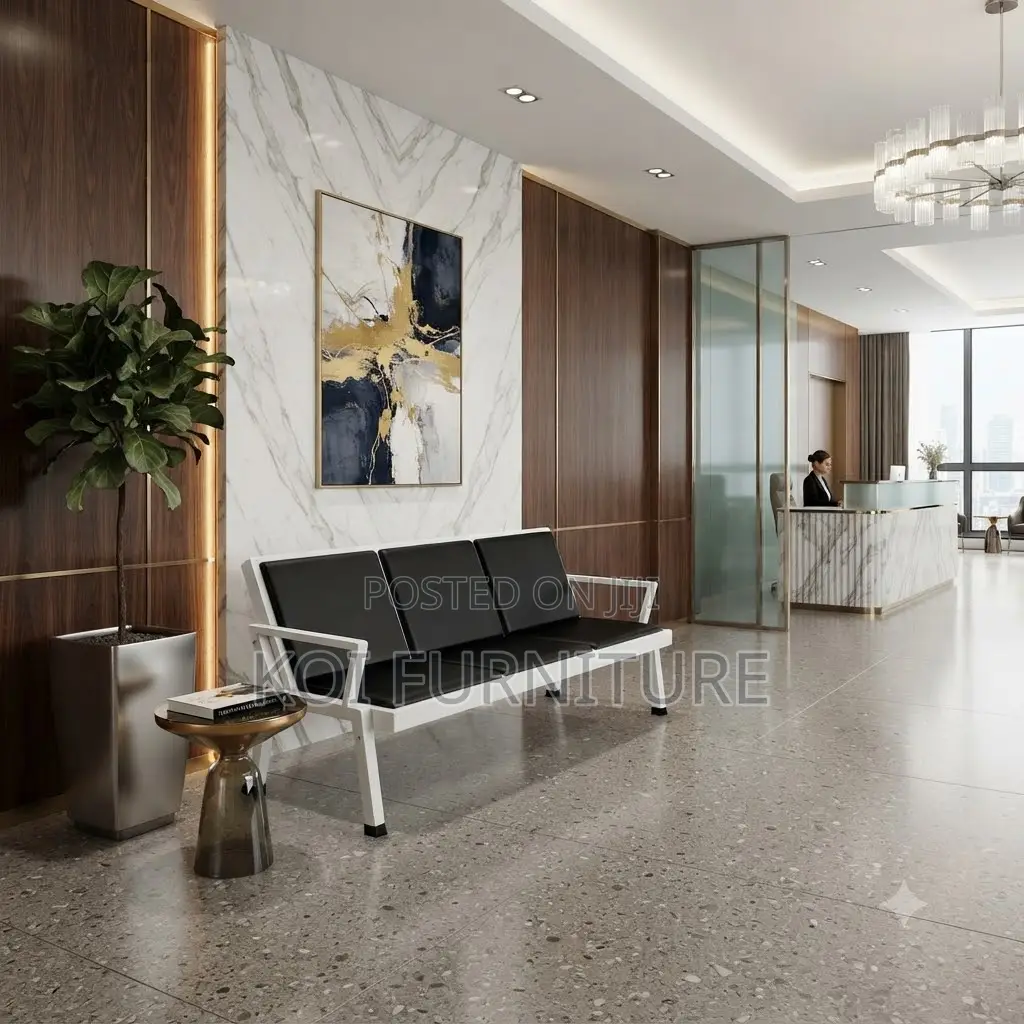 Office Benches; Three Seaters Leather Reception Waiting Area Bench