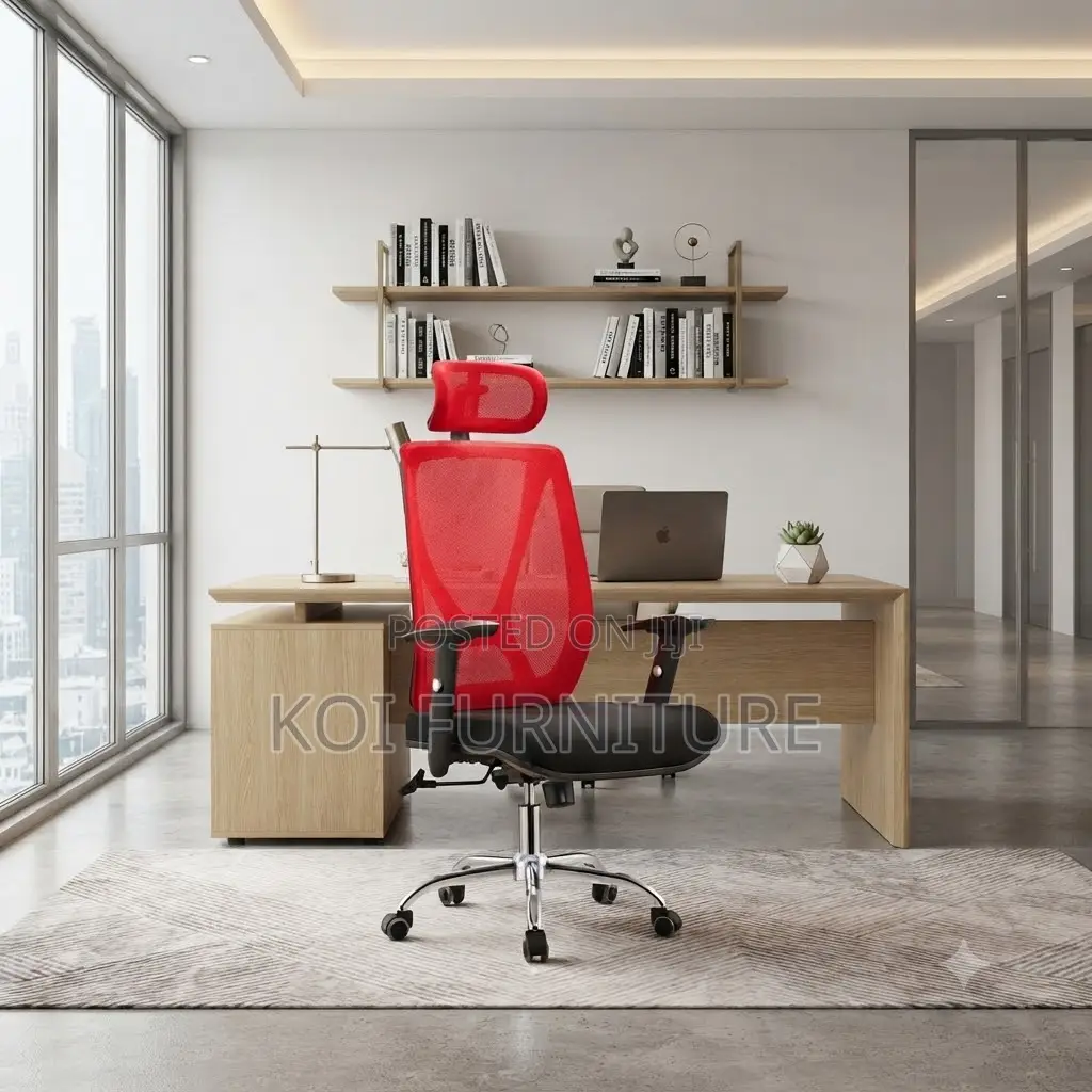 Office Chairs; High Office Chair With Red Backrest