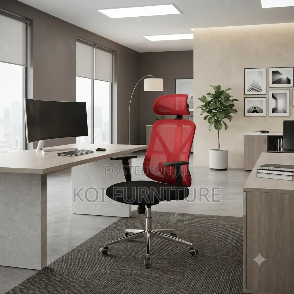 Office Chairs; High Office Chair With Red Backrest