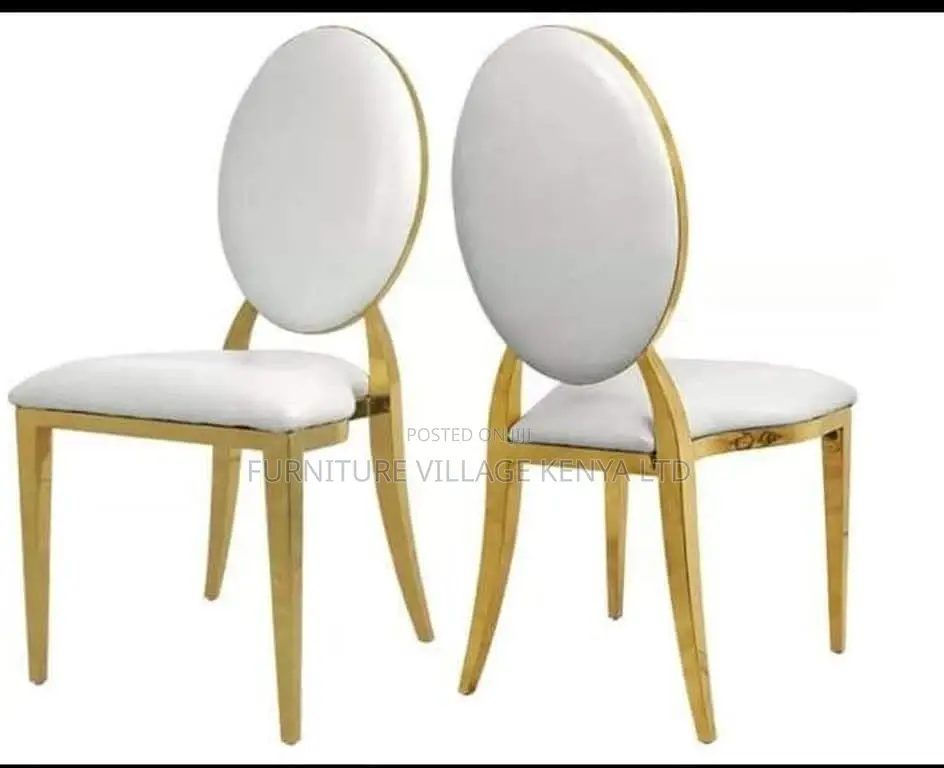 Dining Chair; 4 Leg Leather Gold-Event Dining Chair