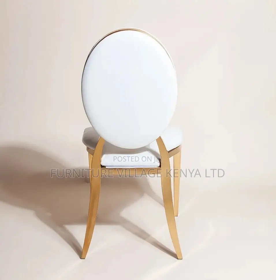 Dining Chair; 4 Leg Leather Gold-Event Dining Chair