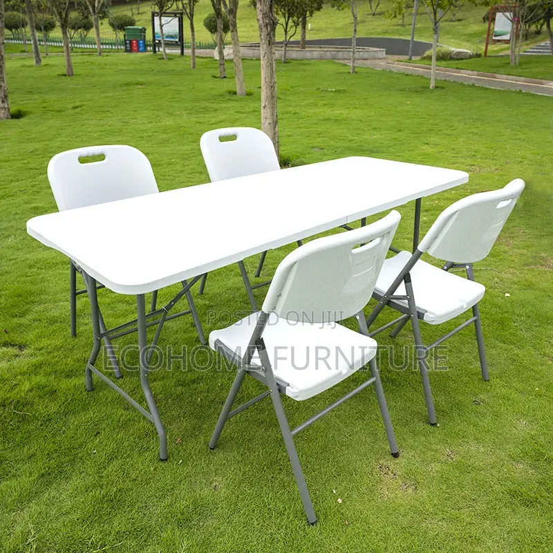 Foldable Table: 1.8m by 0.6m Plastic Top With Frame Metal