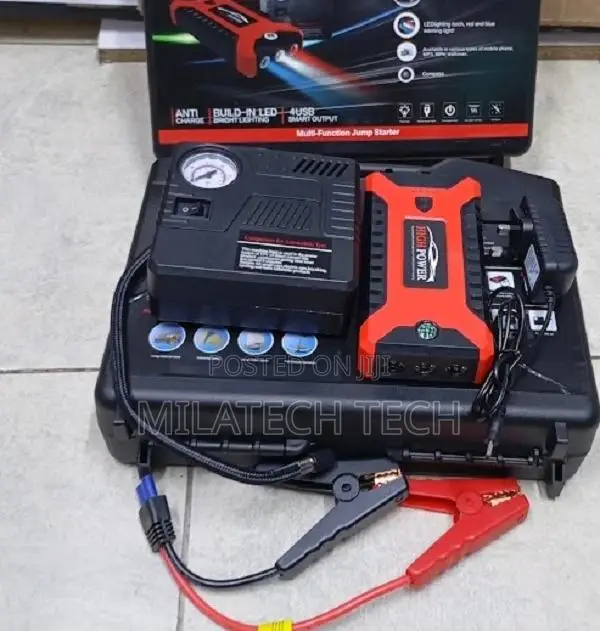 Car Battery Booster Jump Starter With Flashlight and Power Bank