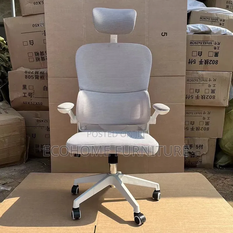 Office Chair; Ergonomic Chair Gray White
