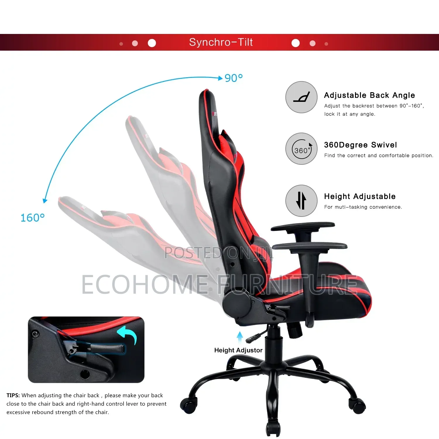 Office Chair; Red Black Gaming Chair