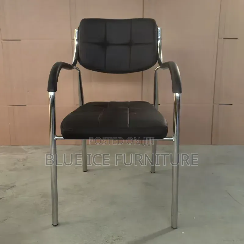 Office Chair;Black Visitor Office Chair With Chrome Frame
