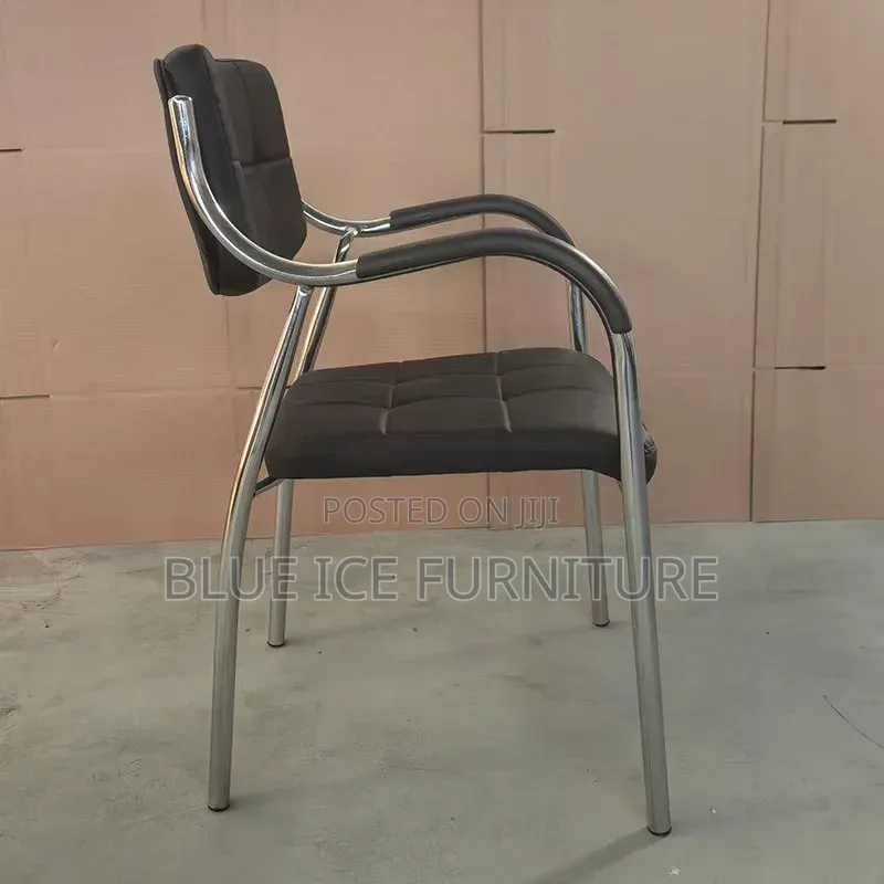 Office Chair;Black Visitor Office Chair With Chrome Frame