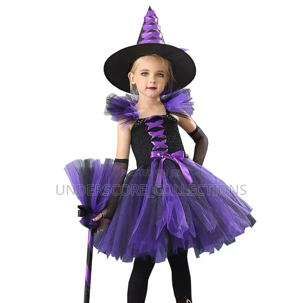 Purple and Black Tiered Tutu Witch Costume for Girls