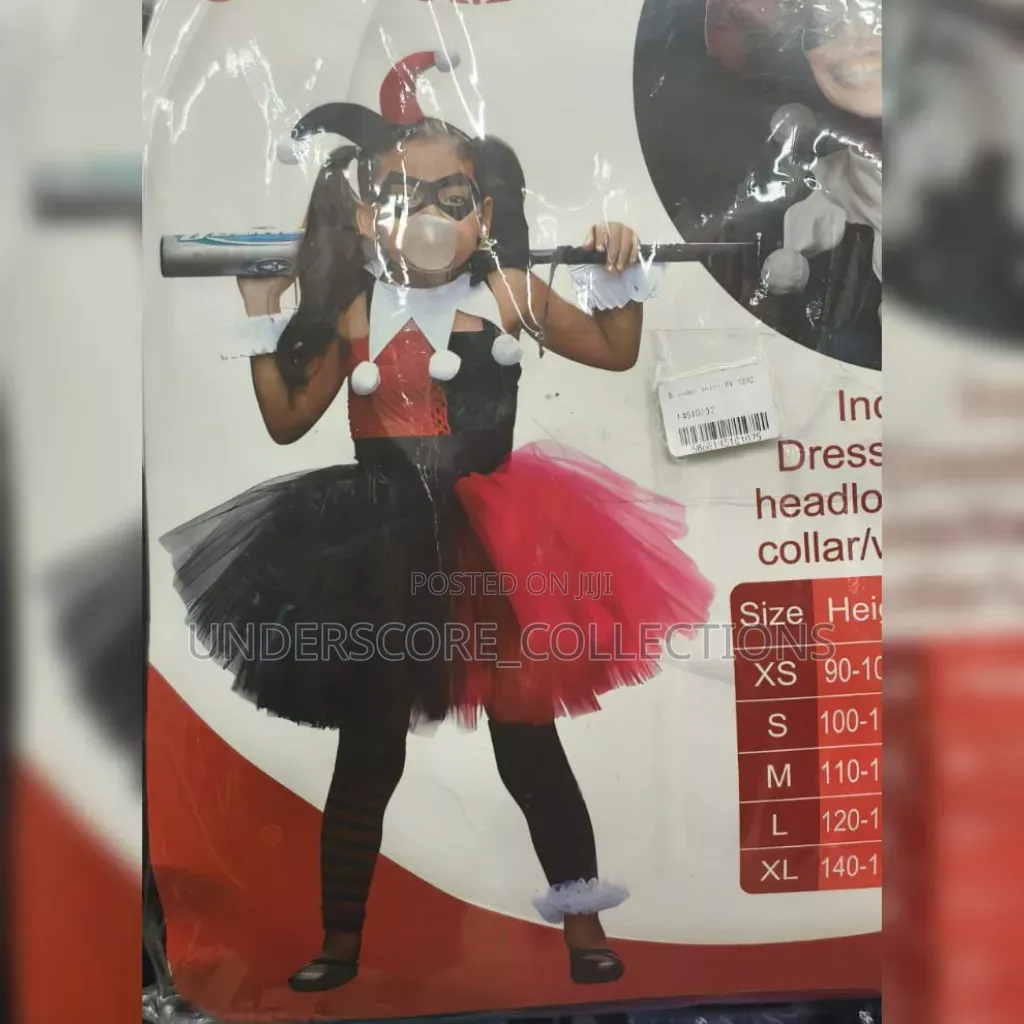 Red-and-Black Harley Quinn-Style Jester Tutu Costume Set