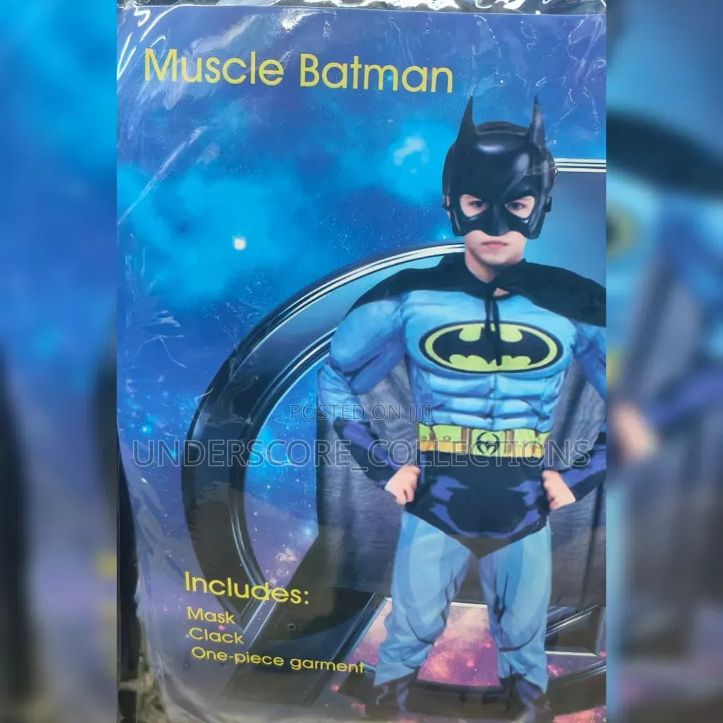 Classic Blue-and-Grey Muscle-Padded Children's Batman Costume
