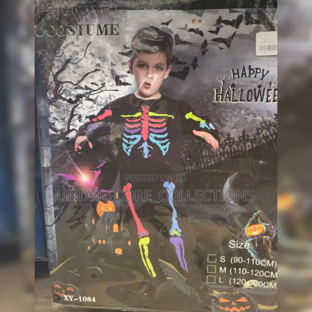 Neon-Style Skeleton Print Halloween Children's Costume