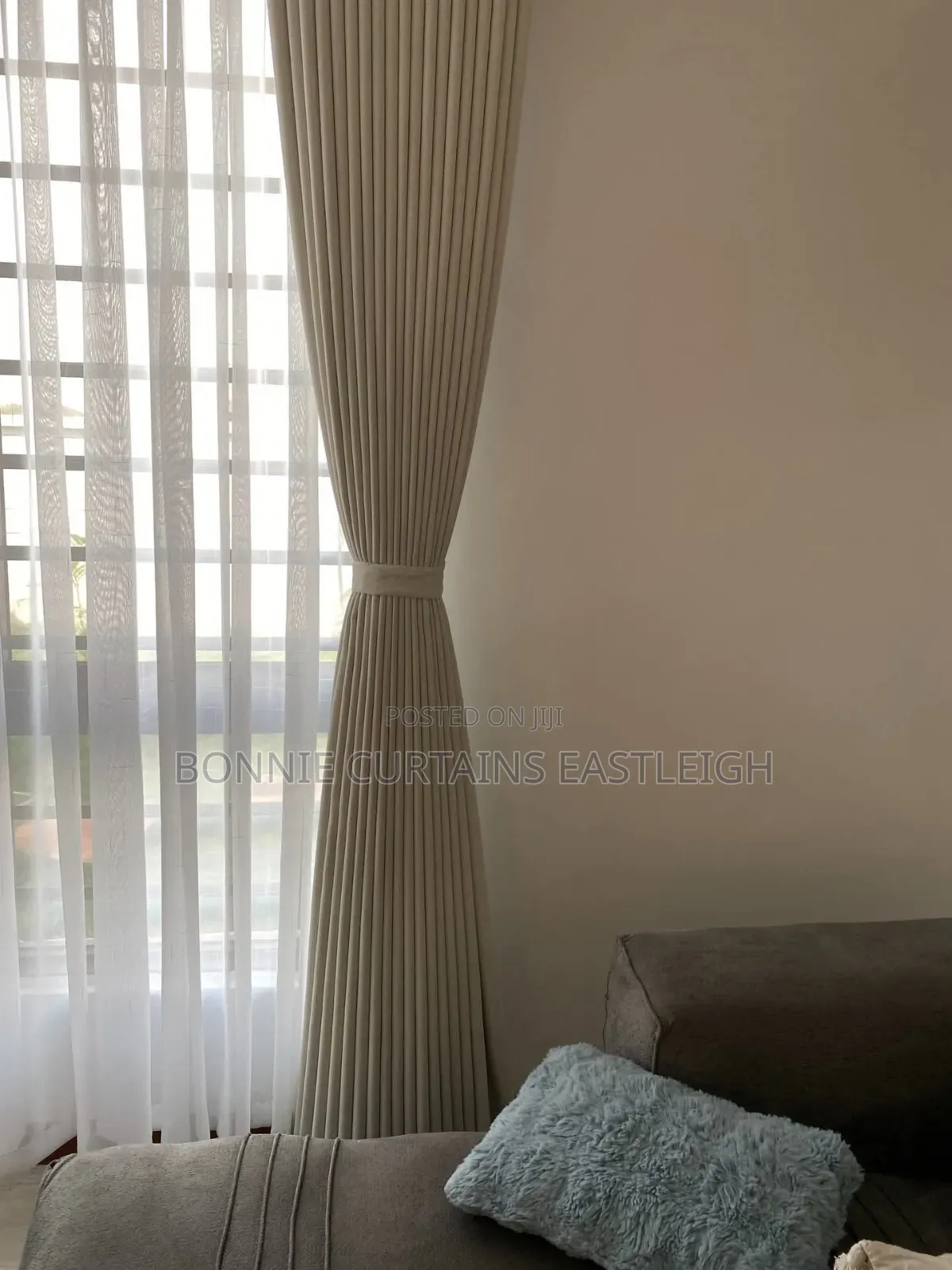 Cream Curtains and White Sheers
