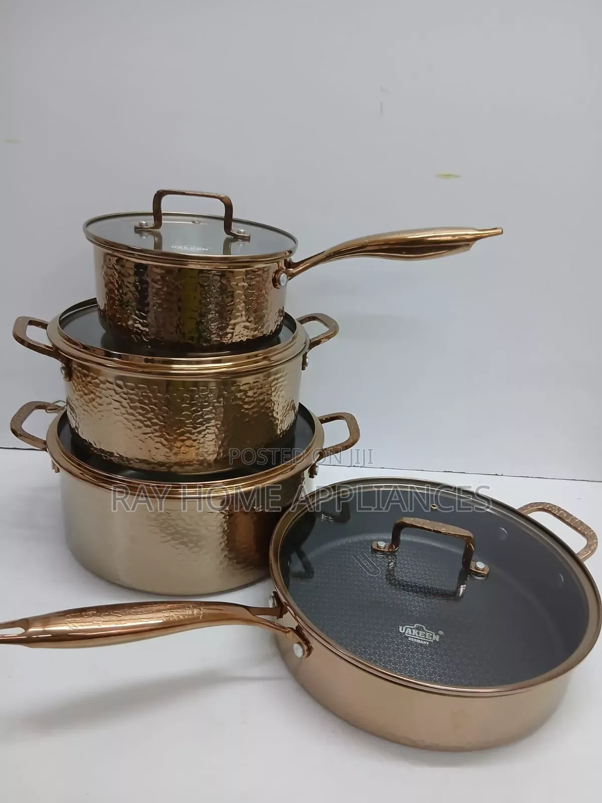 8pieces Heavy Stainless Steel Cookware Set Gold Colour
