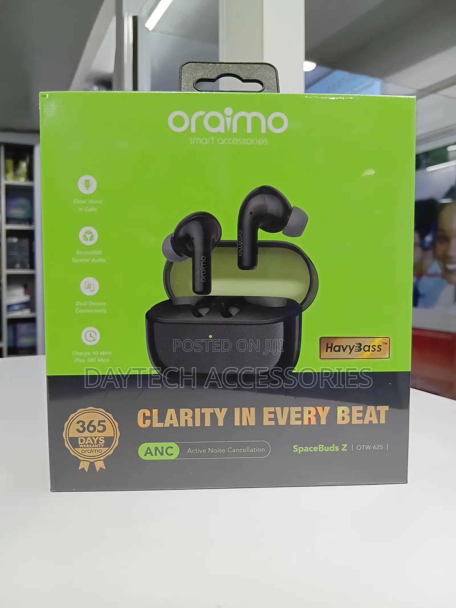 Oraimo Black SpaceBuds Z Wireless Earbuds With Bluetooth 5.4