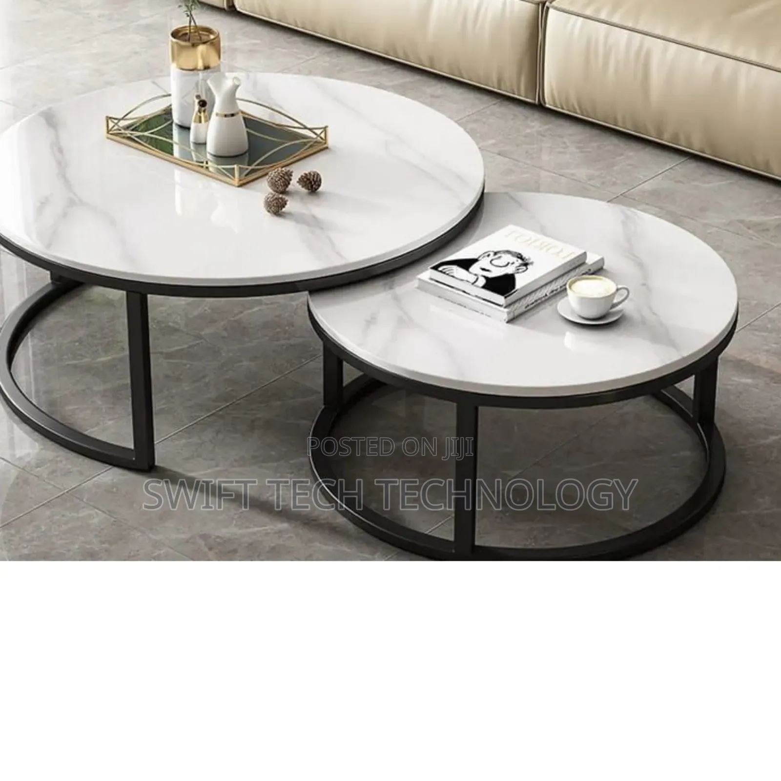 Marble Table 2 in 1 Pure Marble Nesting Table