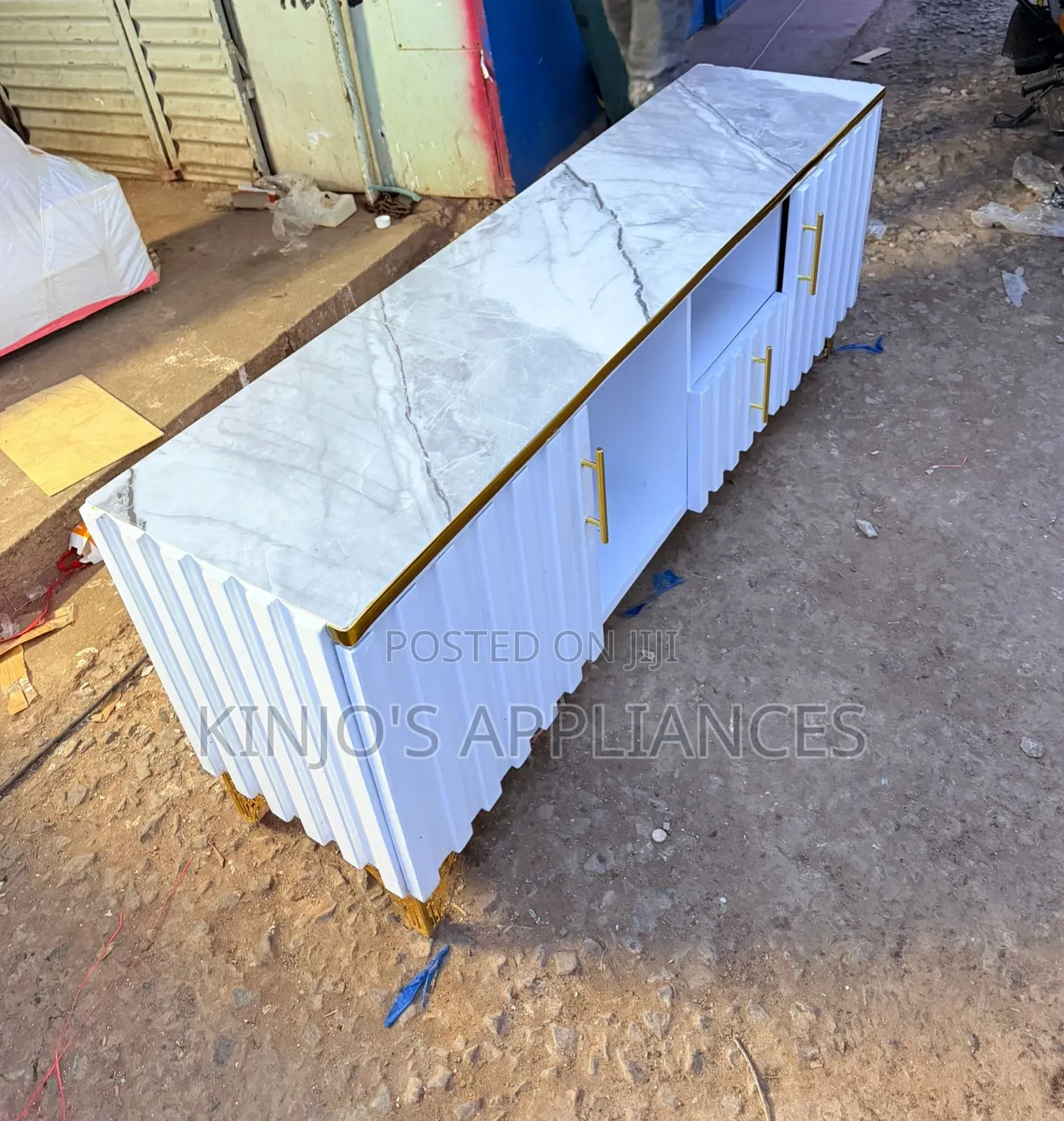 Executive Box TV Stand With Marble Top
