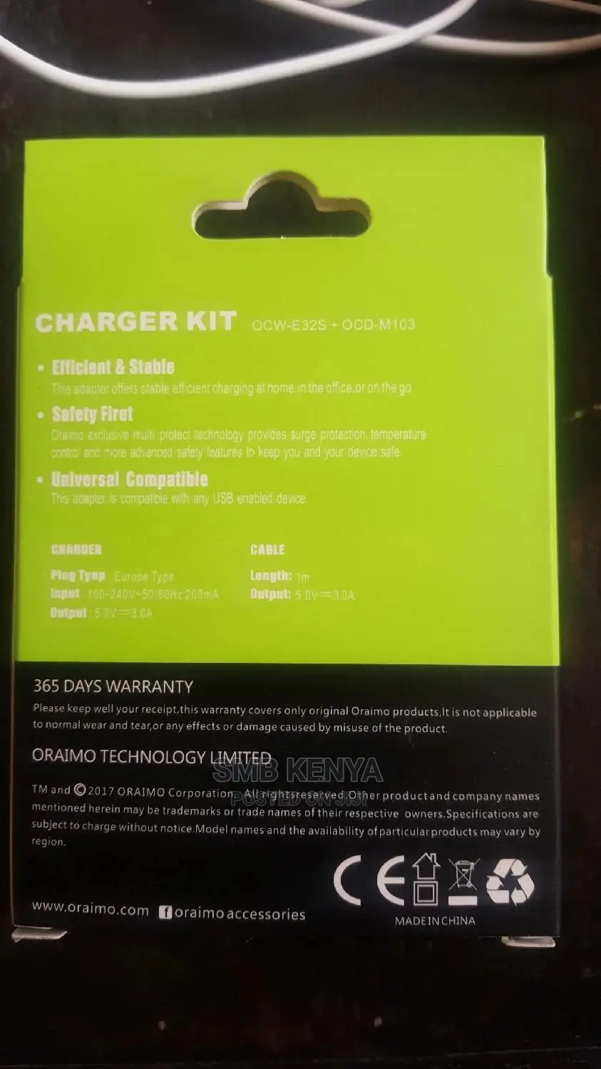 Oraimo 2pin Fast Charger