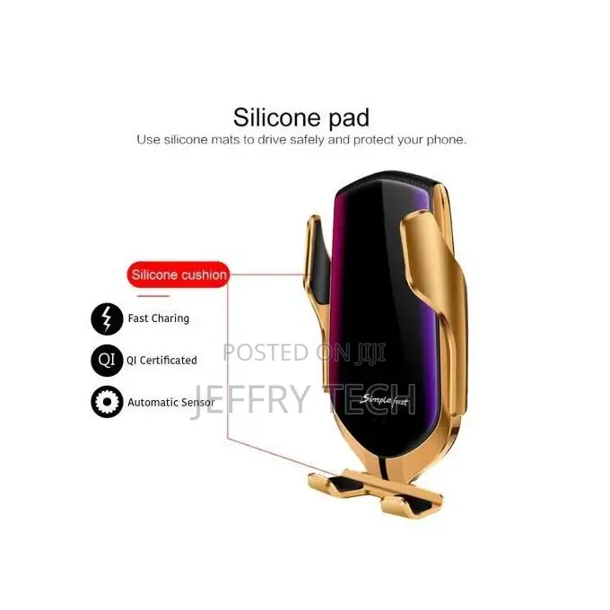 Smart Sensor Car Wireless Charger & Holder - Gold